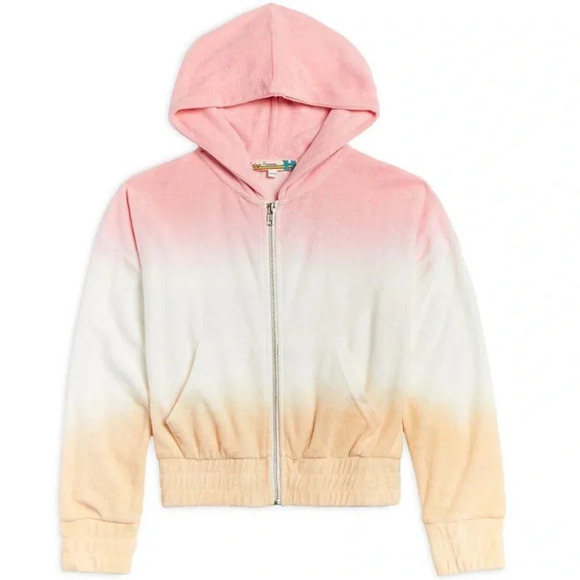 NWT Vintage Havana Terry Cloth Ombré Pink and Orange Zip-up Hoodie - Picture 1 of 8